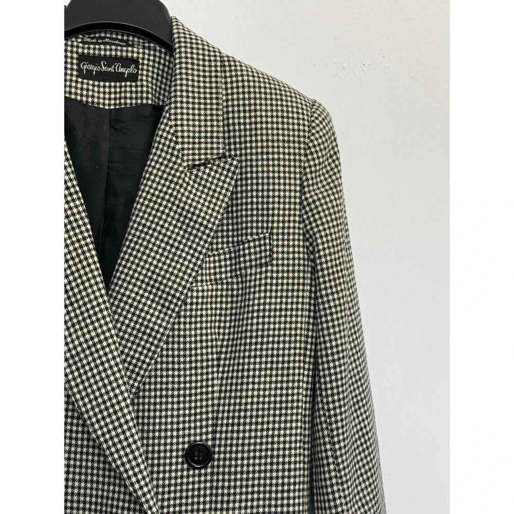 GIORGIO‎ SANT'ANGELO Women's 6 Wool Checkered Skirt Suit Black/cream Gingham